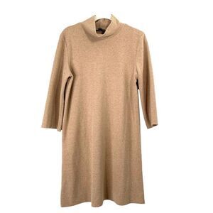 Zara mock neck shift sweater dress Size M tan caramel‎ neutral camel